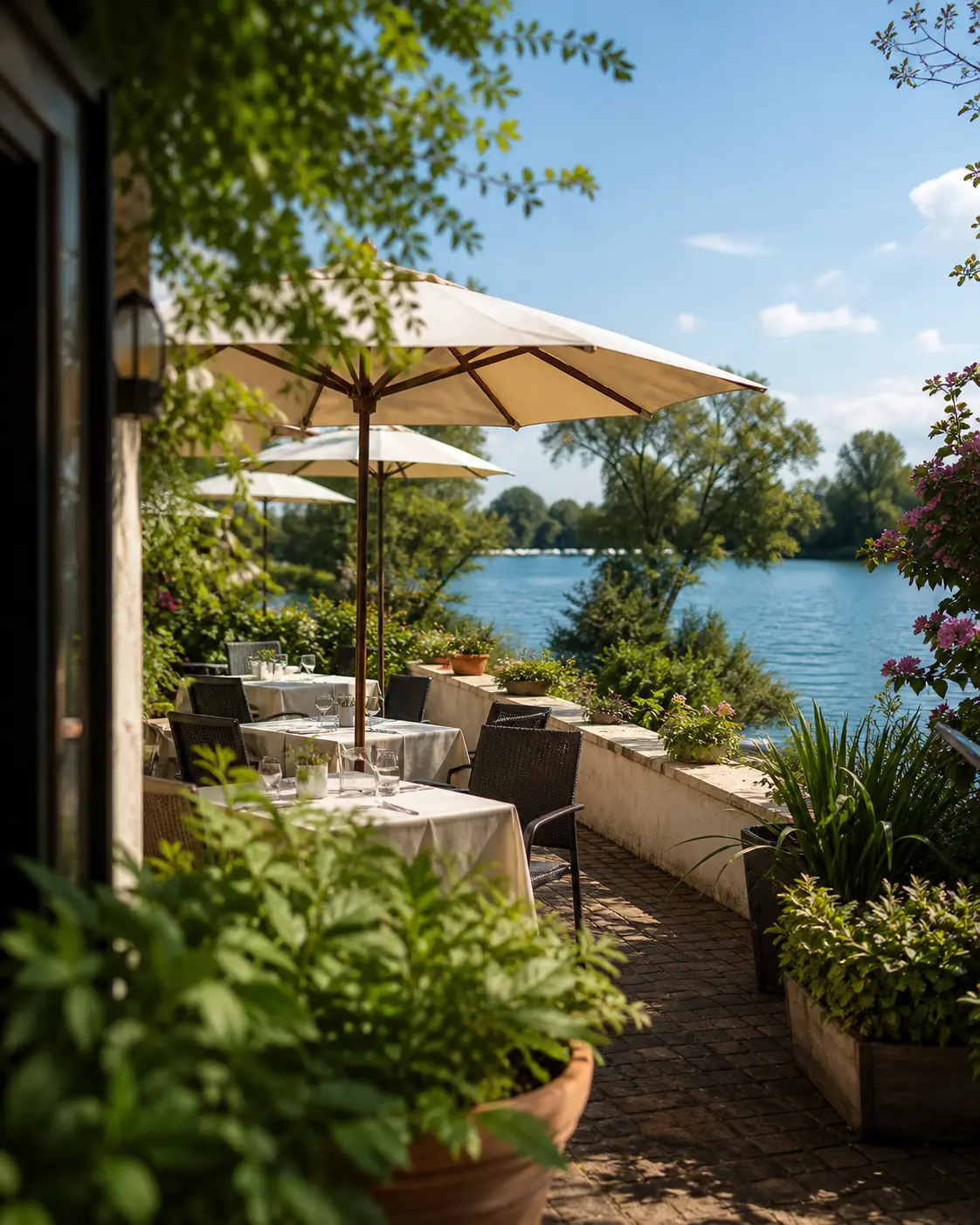 Terrasse am Friedberger Baggersee.